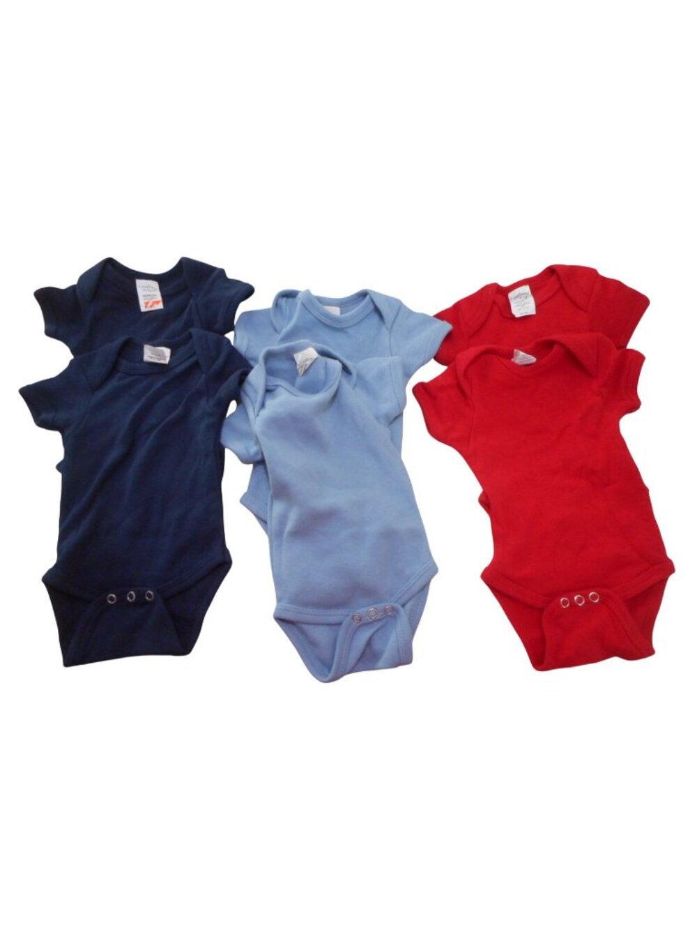 NEW Lot of 6 Navy, Blue and Red 100% cotton unisex baby creeper bodysuit romper